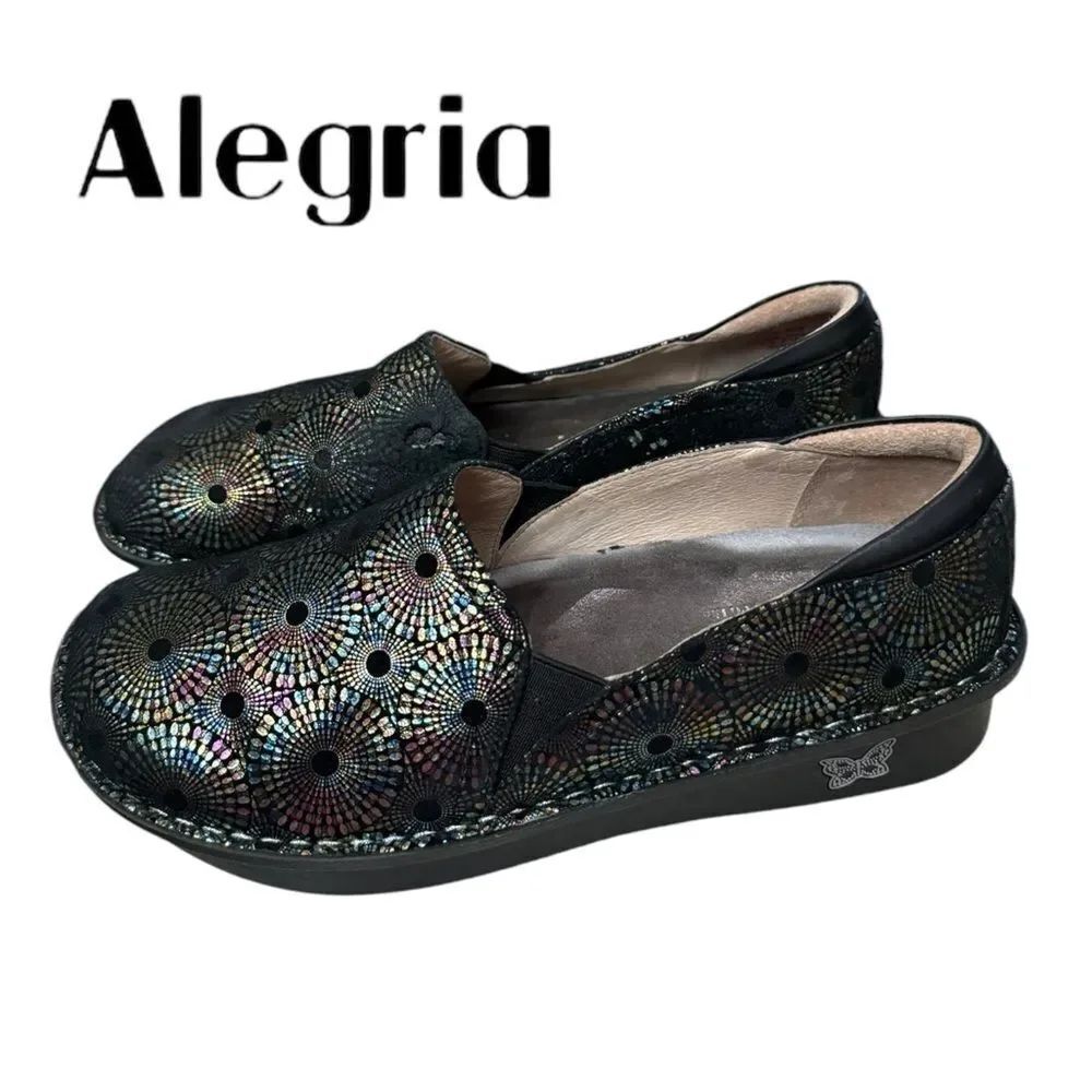 Alegria Debra Deb 824 Leather Metallic Slip-on Closed Clogs 40